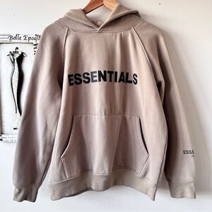 Men’s Essentials Fear Of God Casual Taupe Beige Hoodie Size S